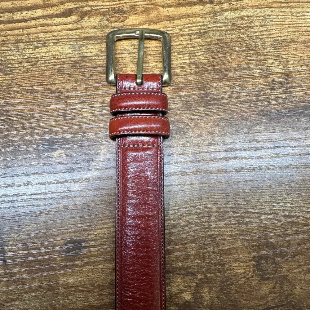Roundtree & Yorke Mens Brown Italian Full Grain Leather Belt Solid Brass 38 95